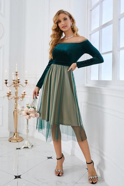 Robe Midi Velours Émeraude