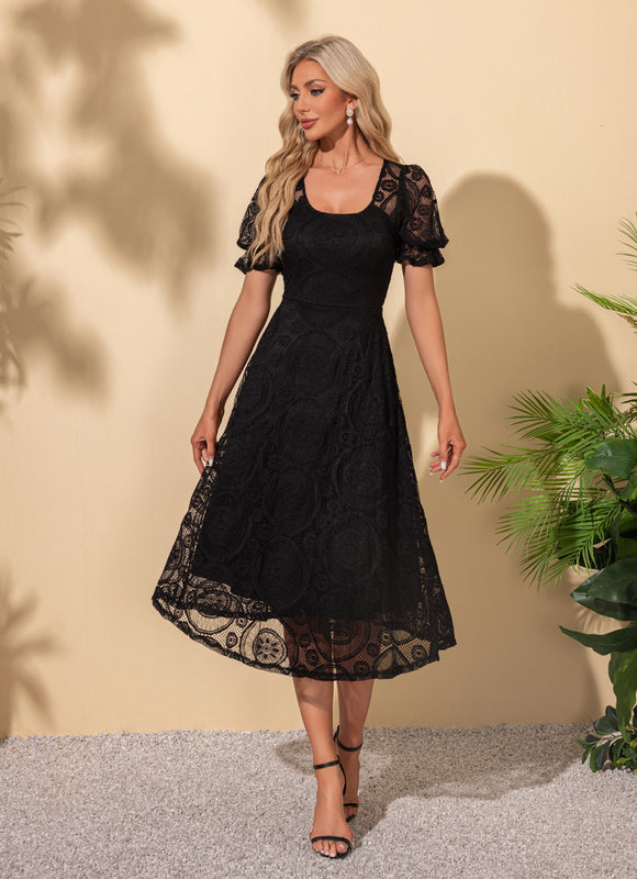 Robe Midi Noire Élégante - gallery 6
