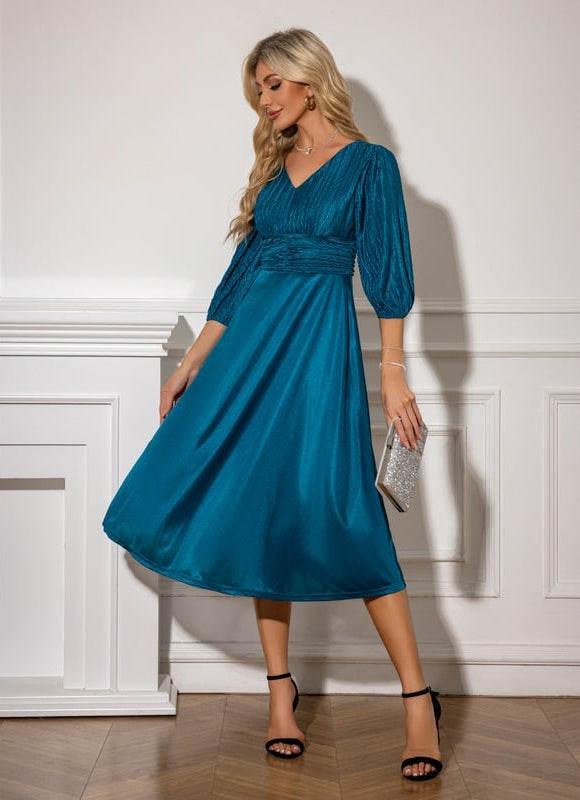 Robe Midi Satinée Émeraude - gallery 4