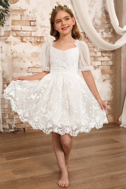 Robe Midi Enfant Dentelle Blanche