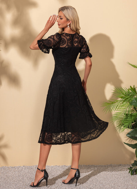 Robe Midi Noire Élégante - gallery 1