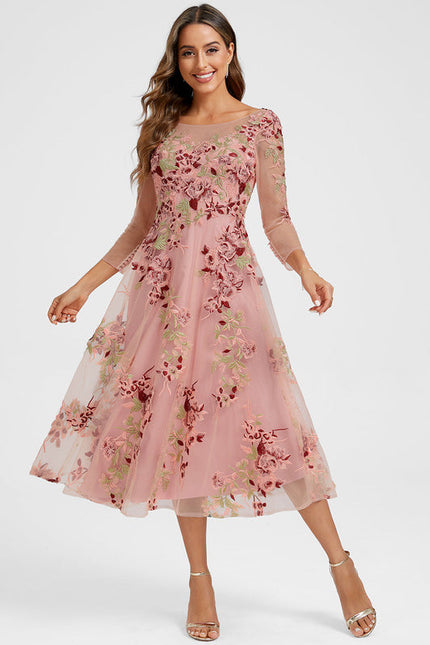 Robe Midi Florale Rose
