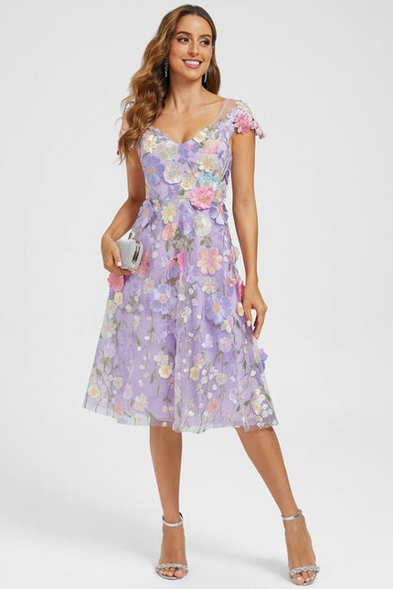 Robe Midi Fleurie Lilas - gallery 4