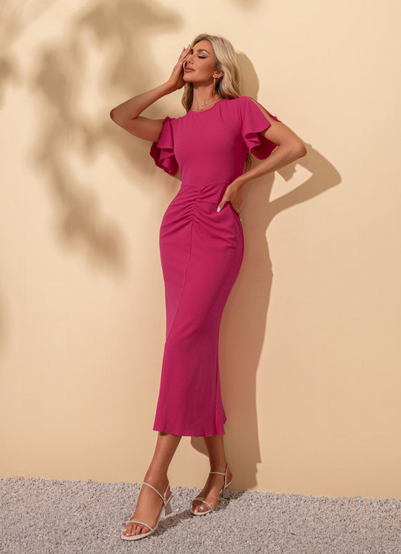 Robe Midi Bordeaux Ajustée - gallery 6