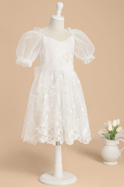 Robe Midi Enfant Dentelle Blanche - gallery 8