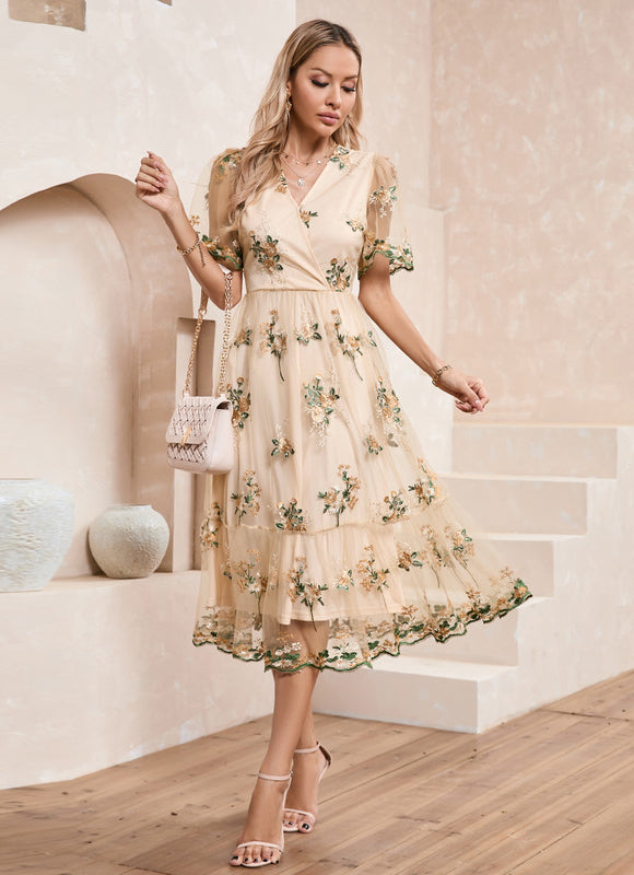 Robe Midi Évasée Fleurie - gallery 3