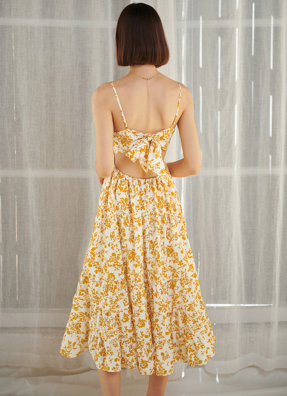 Robe Midi Jaune Champêtre - gallery 3
