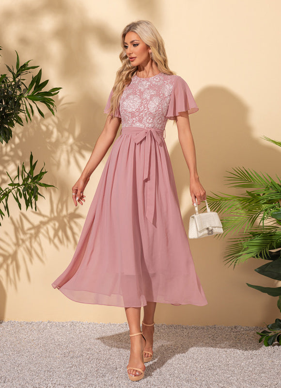 Robe Midi Midi Rose Délicate - gallery 2