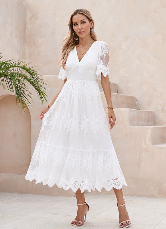 Robe Midi Dentelle Bordeaux - gallery 5