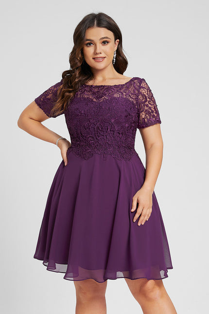 Robe Midi Dentelle Aubergine - gallery 6