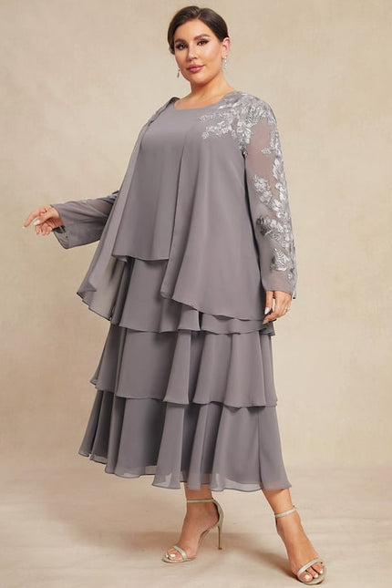 Robe Midi Grise Cascades - gallery 8