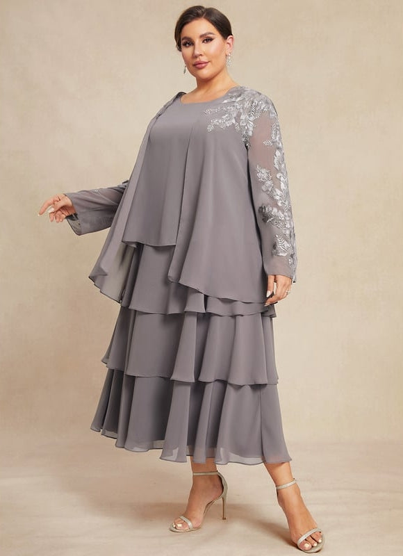 Robe Midi Grise Cascades - gallery 8