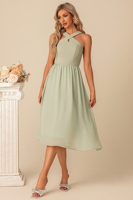 Robe Midi Chiffon Vert - gallery 1