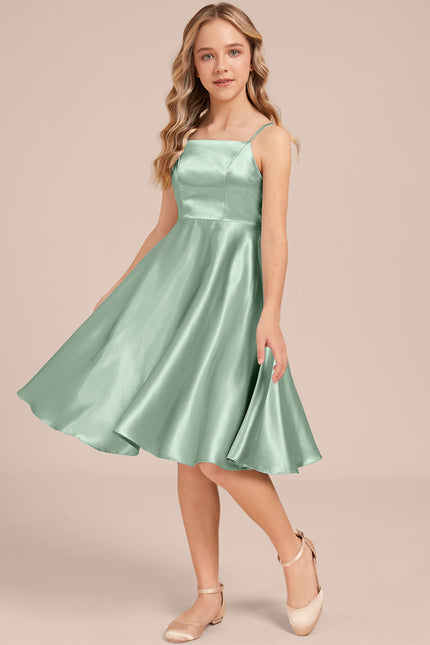 Robe Midi Satinée Verte - gallery 1
