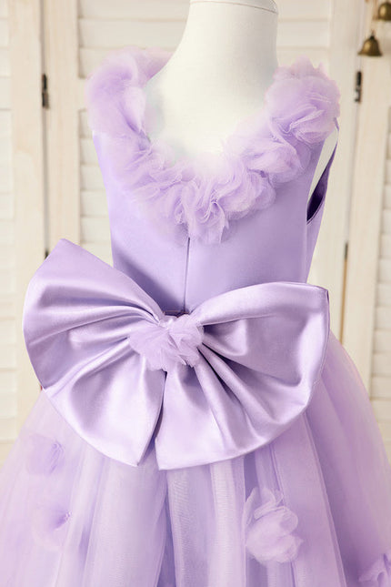 Robe Midi Lilas Tulle Fleurs - gallery 1