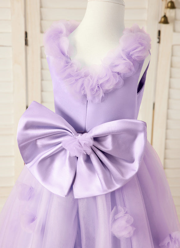 Robe Midi Lilas Tulle Fleurs - gallery 1