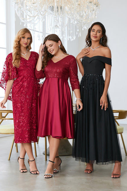 Robe Midi Éclat Rubis Satiné - gallery 2