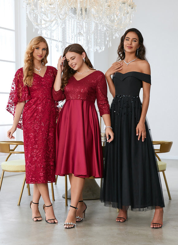 Robe Midi Éclat Rubis Satiné - gallery 2