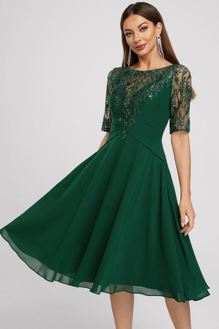 Robe Midi Cocktail Émeraude - gallery 5