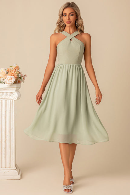 Robe Midi Chiffon Vert - gallery 2