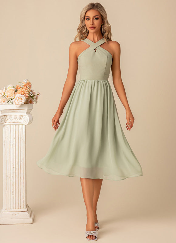 Robe Midi Chiffon Vert - gallery 2