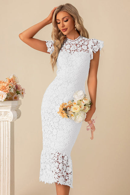 Robe Midi En Dentelle Bleue - gallery 8