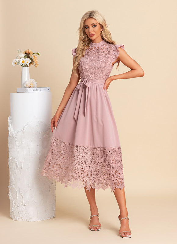 Robe Midi Midi Dentelle Ajustée - gallery 5