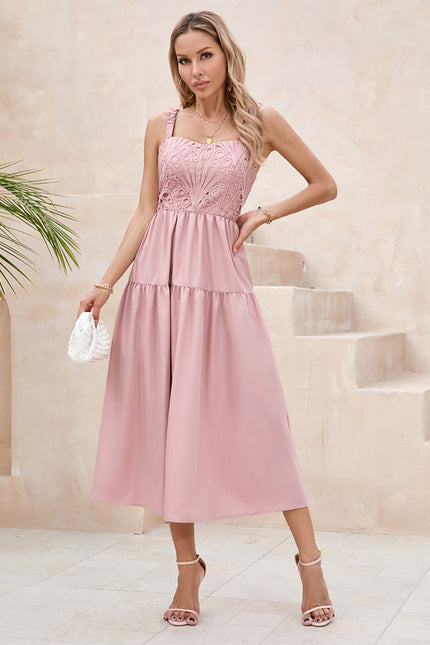 Robe Midi Midi Rose Brodée - gallery 4