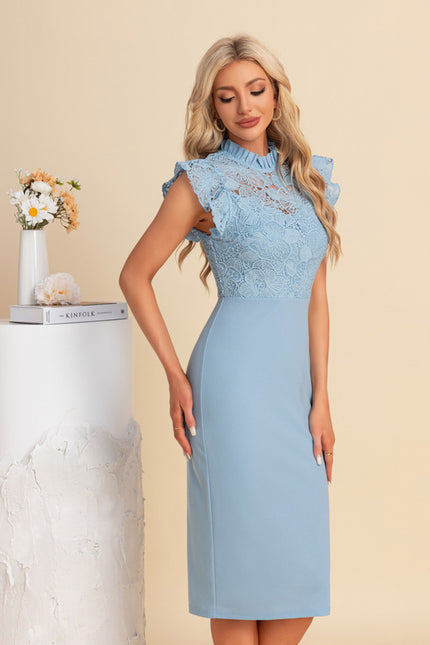 Robe Midi Bleu Ciel Dentelle - gallery 6
