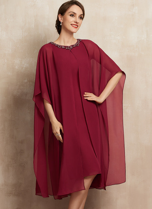 Robe Midi Ailée Bordeaux - gallery 1