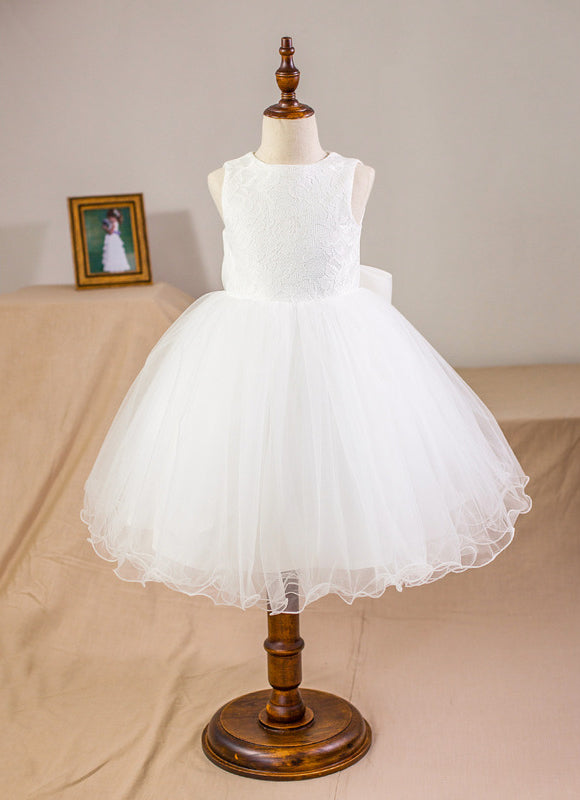 Robe Midi Enfant Tulle Blanc - gallery 1