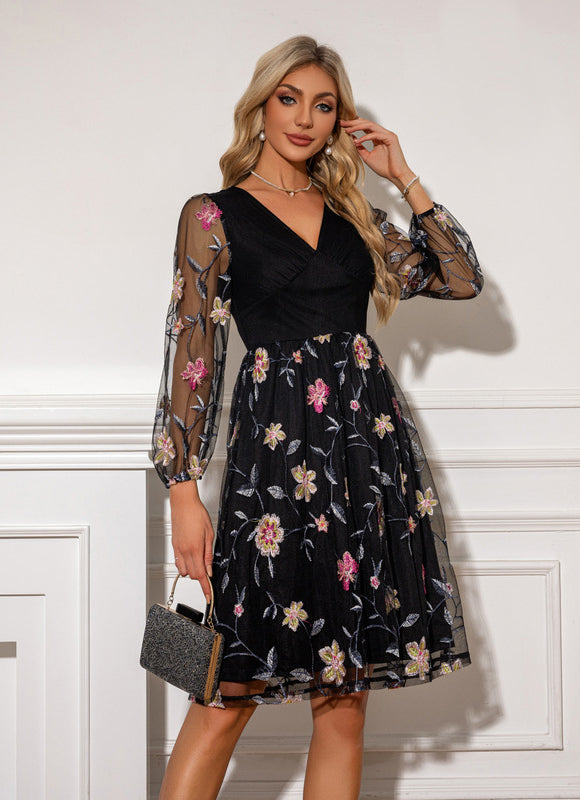 Robe Midi Évasée Fleurie - gallery 6