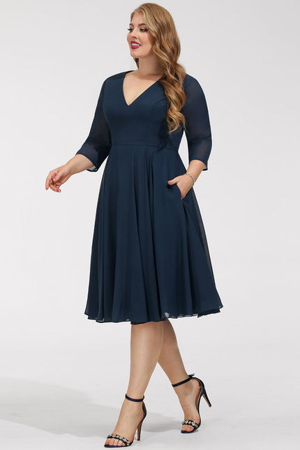 Robe Midi Aérienne Marine - gallery 9