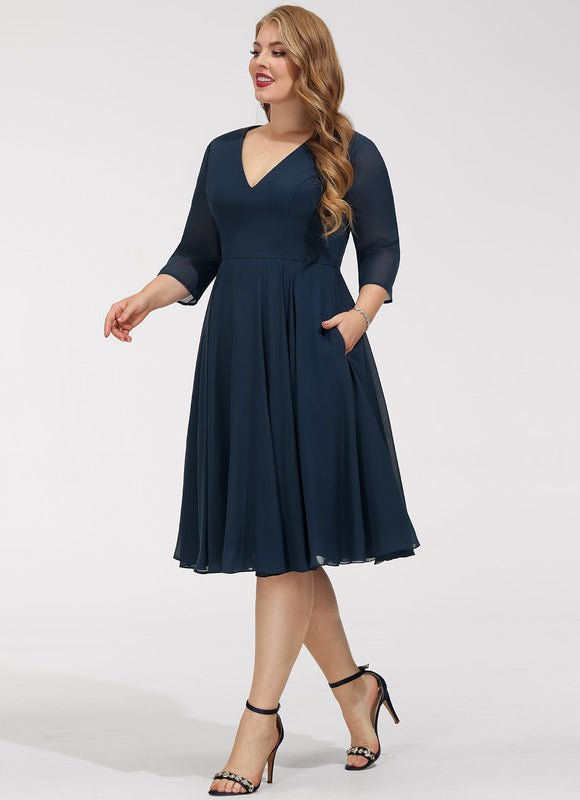 Robe Midi Aérienne Marine - gallery 9