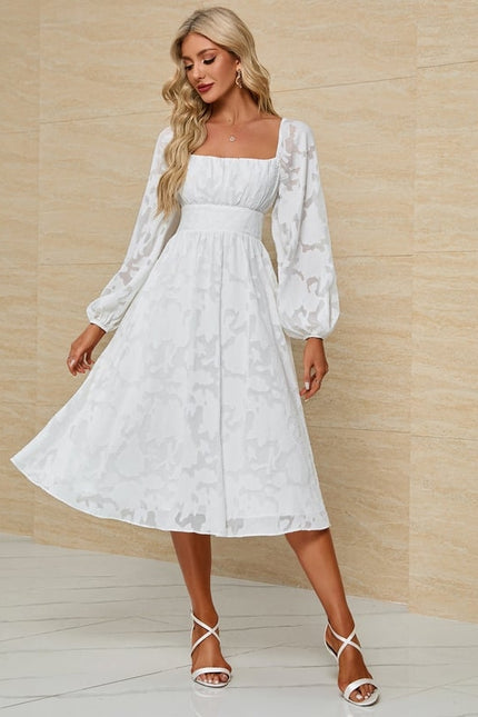 Robe Midi Blanche Aérienne - gallery 4