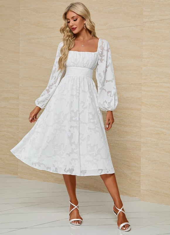 Robe Midi Blanche Aérienne - gallery 4