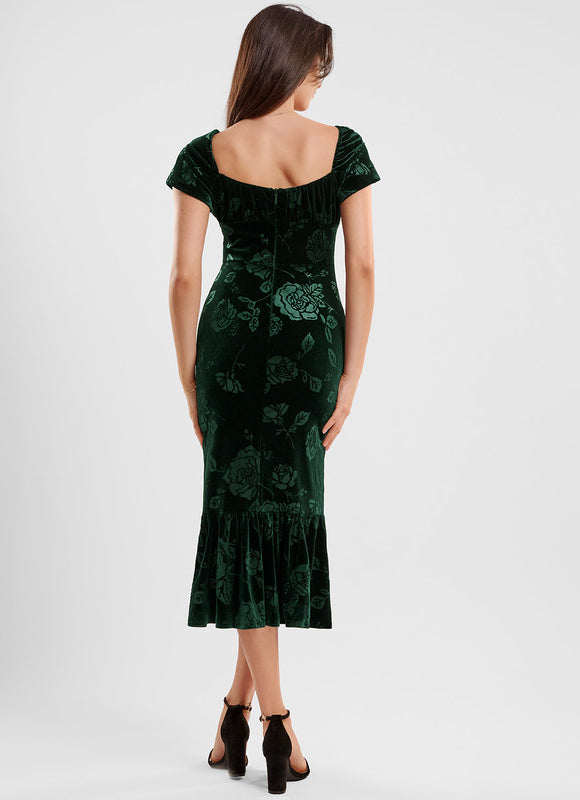 Robe Midi Velours Floral - gallery 4