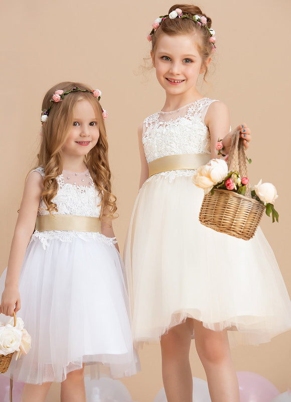 Robe Midi Enfant Tulle Doré - gallery 1