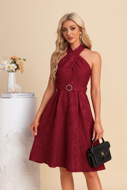 Robe Midi Bordeaux Ceinturée - gallery 5
