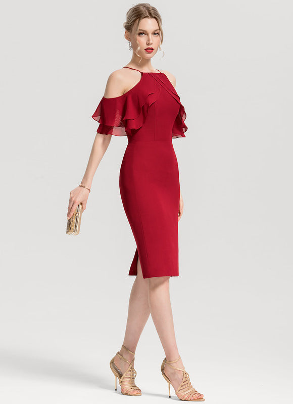 Robe Midi Froncée Bordeaux - gallery 2