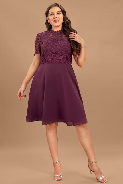 Robe Midi Dentelle Aubergine - gallery 9