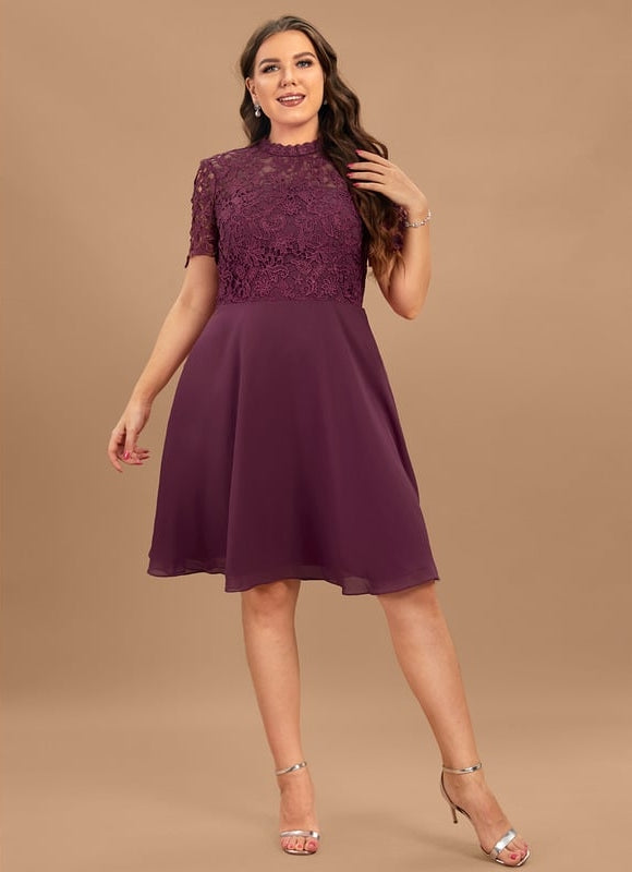 Robe Midi Élegante Bordeaux - gallery 9