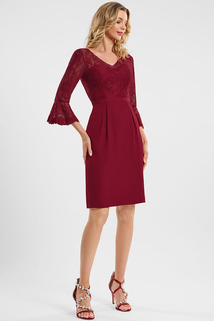 Robe Midi Bordeaux Dentelle - gallery 3