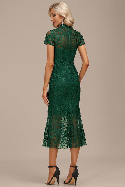 Robe Midi Dentelle Émeraude - gallery 5