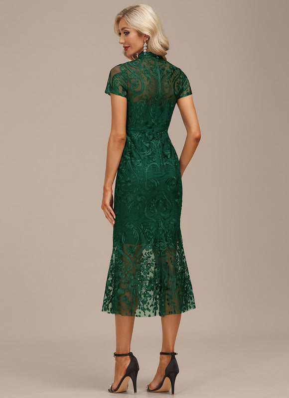 Robe Midi Dentelle Émeraude - gallery 5