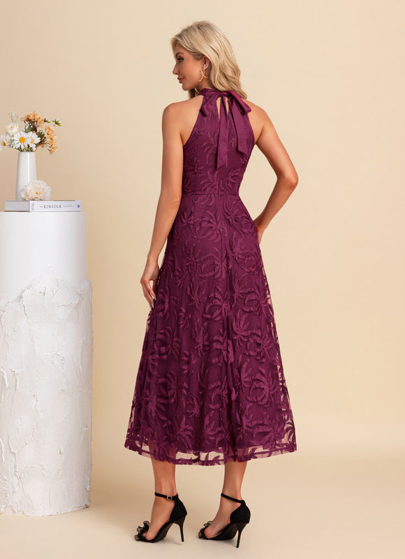 Robe Midi Florale Bordeaux - gallery 1