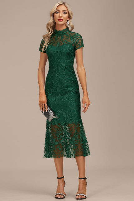 Robe Midi Dentelle Émeraude - gallery 2