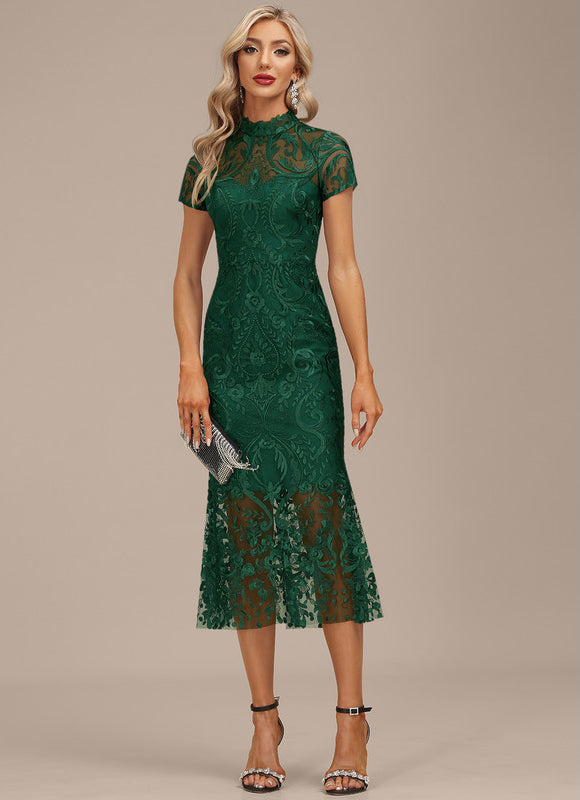 Robe Midi Dentelle Émeraude - gallery 2