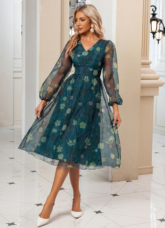 Robe Midi Organza Fleurie - gallery 4