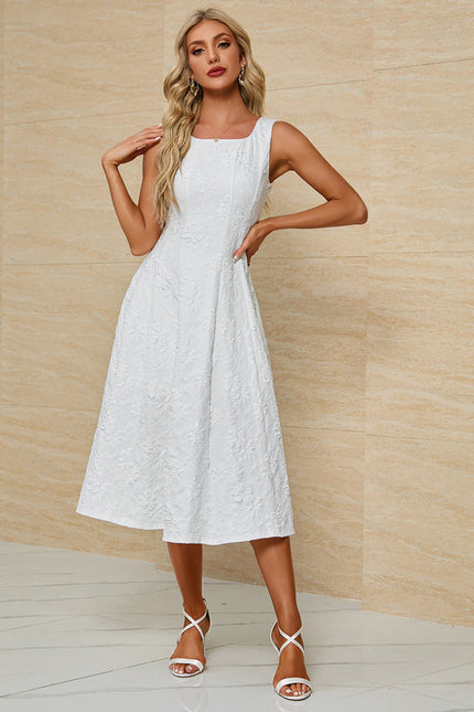 Robe Midi Jacquard Blanche - gallery 4